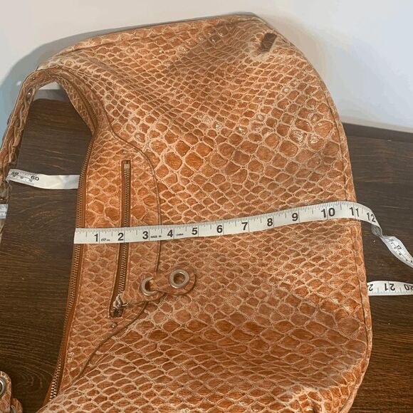 Jessica Simpson Women's Crocodile Pattern Purse Shoulder Hobo Bag Orange Large - Picture 13 of 15